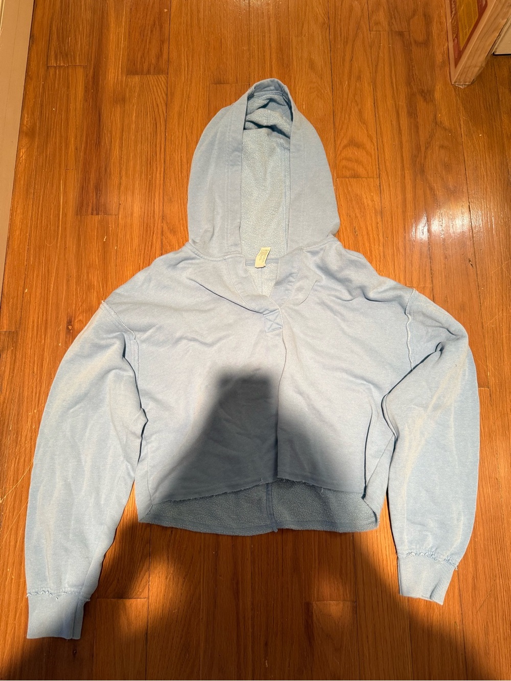 Yogalicious Light Blue Sherpa-Lined Cropped Hoodie